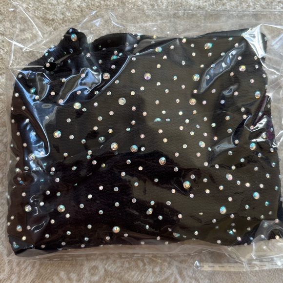 Brand New CalExotics Black Long Sleeve Shoulder Shrug Mesh Fishnet Rhinestone - Picture 4 of 16